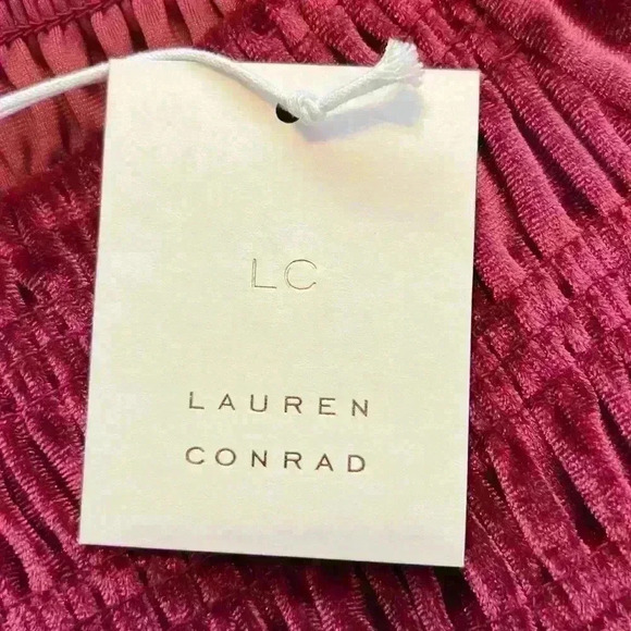 Lauren Conrad Velour Dress Sz Small Elastic Smocked Top Christmas Holiday Date - Picture 4 of 9